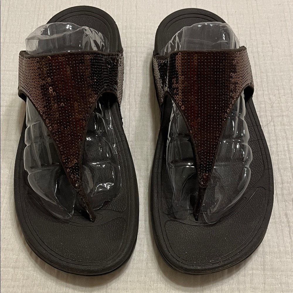 Fitflop Black and Brown Sequin Sandals